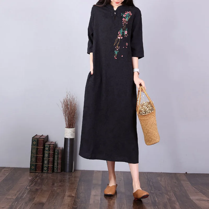 Women's Spring Summer Style Dress Women's Embroidery Printed Turtleneck Button Vintage Half Sleeve Dress SS1301
Women's Spring Summer Style Dress Women's Embroidery Printed Turtleneck Button Vintage Half Sleeve Dress SS1301