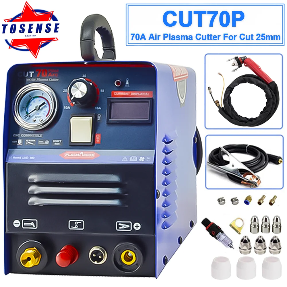 Tosense Air Plasma Cutter 70A Electric CNC Plasma Cutting Machine 110/220V±15% IGBT Inverter CUT70P Plasma Cutter For Cut 25mm
Tosense Air Plasma Cutter 70A Electric CNC Plasma Cutting Machine 110/220V±15% IGBT Inverter CUT70P Plasma Cutter For Cut 25mm
