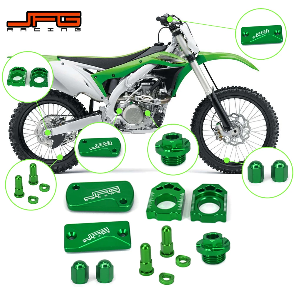 Motorcycle Brake Fluid Reservoir Cover Axle Block Set For KAWASAKI KX250 2005-2008 KX250F 04-16 KX450F 2006-2016 KLX450R 08-15
Motorcycle Brake Fluid Reservoir Cover Axle Block Set For KAWASAKI KX250 2005-2008 KX250F 04-16 KX450F 2006-2016 KLX450R 08-15