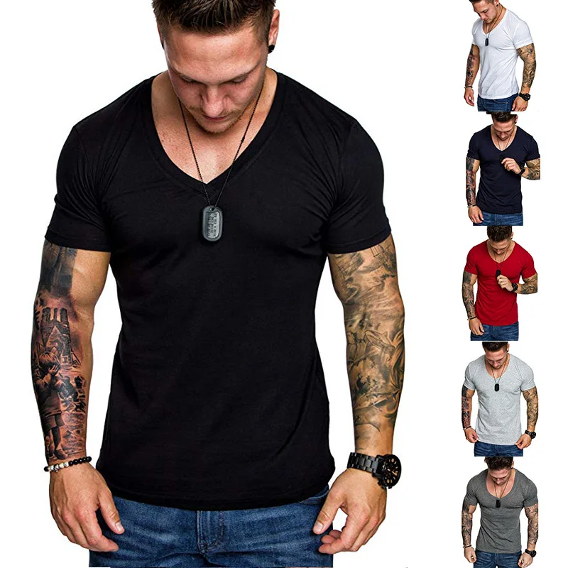 2021 New Tops Men T Shirt Fitness T-shirts Mens V neck Man T-shirt For Male Tshirts M-3XL
2021 New Tops Men T Shirt Fitness T-shirts Mens V neck Man T-shirt For Male Tshirts M-3XL