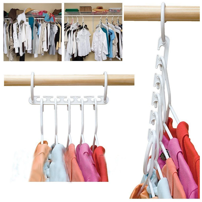 20 шт./лот Magic Wonder Hangers 5 отверстий Space Saver Closet Organizer Ardrobe Многослойные вешалки для