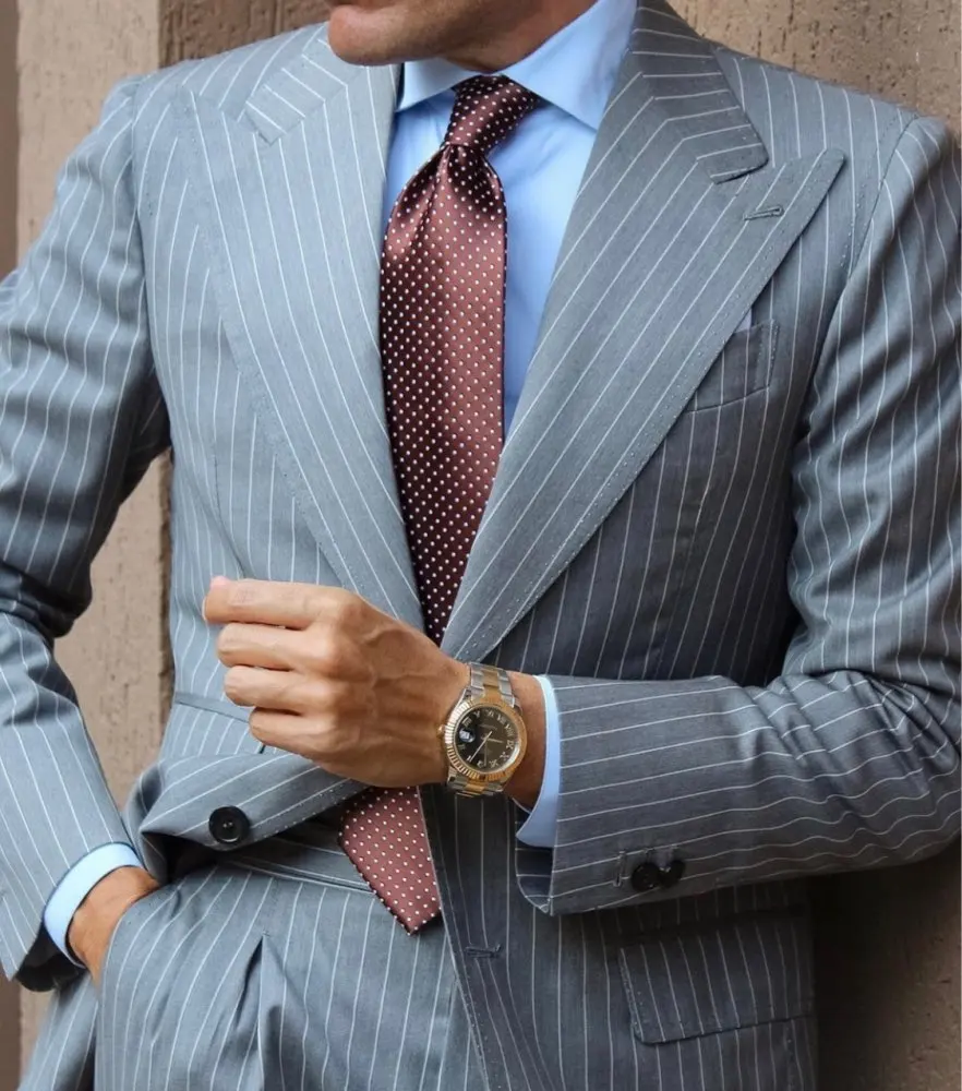 High Quality Stripe High Quality 2Pieces (Jacket+Pant+Tie) Latest Coat Pant Style Formal Business Terno Masculino Groom Suit
High Quality Stripe High Quality 2Pieces (Jacket+Pant+Tie) Latest Coat Pant Style Formal Business Terno Masculino Groom Suit