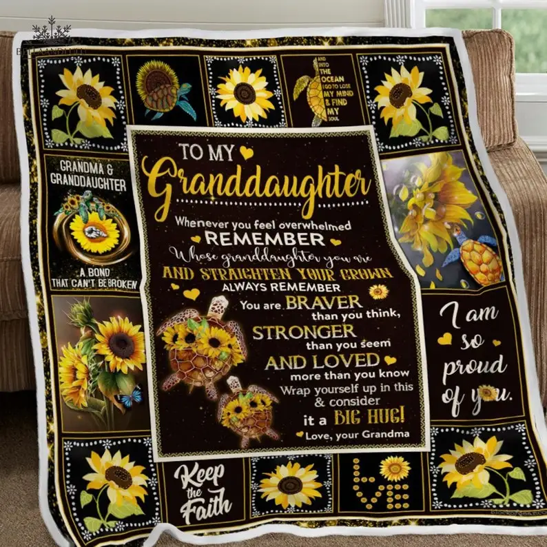 To My Grandaughter Sunflower Turtle Blanket from Grandma Sweet Letter Gifts Ideas Birthday Christmas, Fleece Sherpa Woven
To My Grandaughter Sunflower Turtle Blanket from Grandma Sweet Letter Gifts Ideas Birthday Christmas, Fleece Sherpa Woven