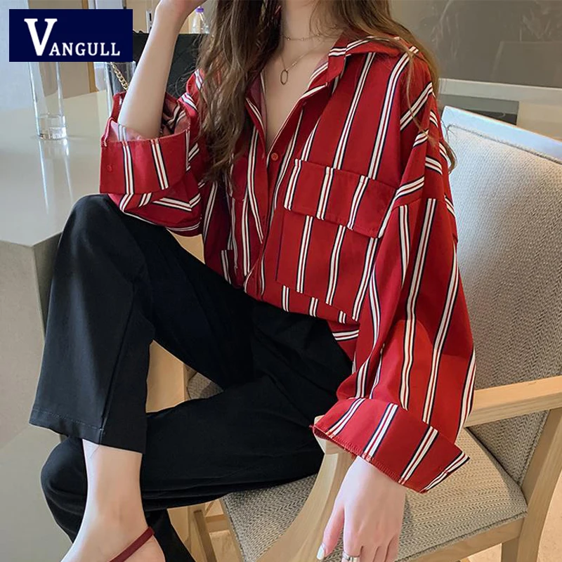 Женские рубашки в полоску Vangull, свободные топы размера плюс, весна 2020, новые повседневные женские блузки с длинным рукавом и отложным воротн...
Женские рубашки в полоску Vangull, свободные топы размера плюс, весна 2020, новые повседневные женские блузки с длинным рукавом и отложным воротн...