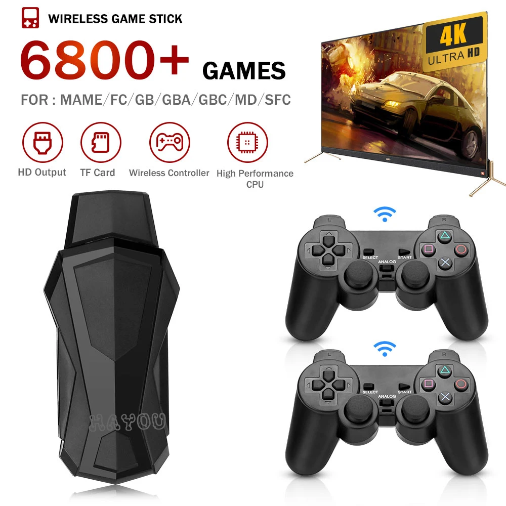 Консоль игровая 4K, 2,4 ГГц, два беспроводных контроллера для GBA/GBC/MD/SFC 7, 6800 + игр
Консоль игровая 4K, 2,4 ГГц, два беспроводных контроллера для GBA/GBC/MD/SFC 7, 6800 + игр
