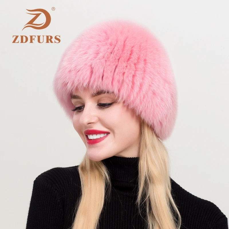 Женская зимняя шапка ZDFURS * из натурального Лисьего меха эластичная теплая мягкая