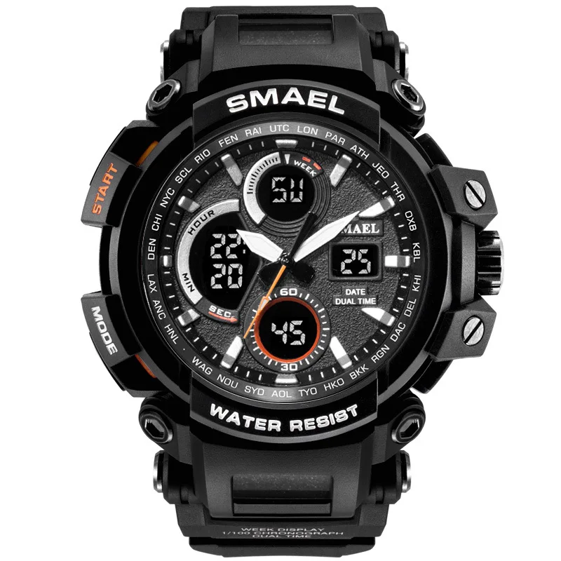 SMAEL Brand Men's Waterproof Sport Watch Dual Display Analog Digital LED Electronic Quartz Military Wristwatch relogio masculino
SMAEL Brand Men's Waterproof Sport Watch Dual Display Analog Digital LED Electronic Quartz Military Wristwatch relogio masculino