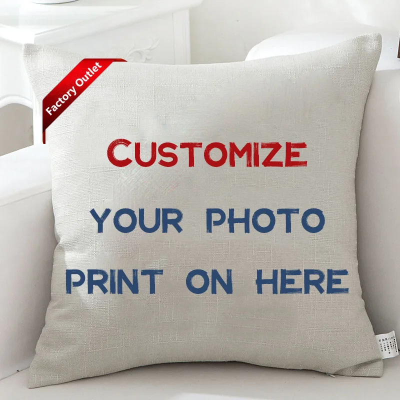 

45X45cm Picture Customize Cushion Cover Flax Linen Peachskin Pillow Case Pet Photo Design Pillowslip Gift Home Pillow Cover