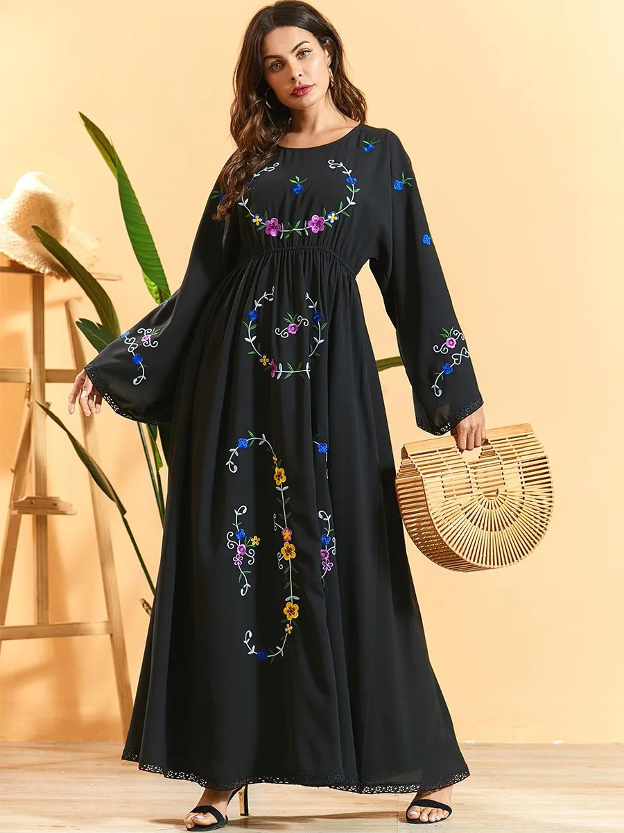 Muslim Hui Large Size Middle East Dubai Arab Women's Floral Embroidery Folded Waist Bohemian Large Long Sleeve Casual Loose Isla
Muslim Hui Large Size Middle East Dubai Arab Women's Floral Embroidery Folded Waist Bohemian Large Long Sleeve Casual Loose Isla