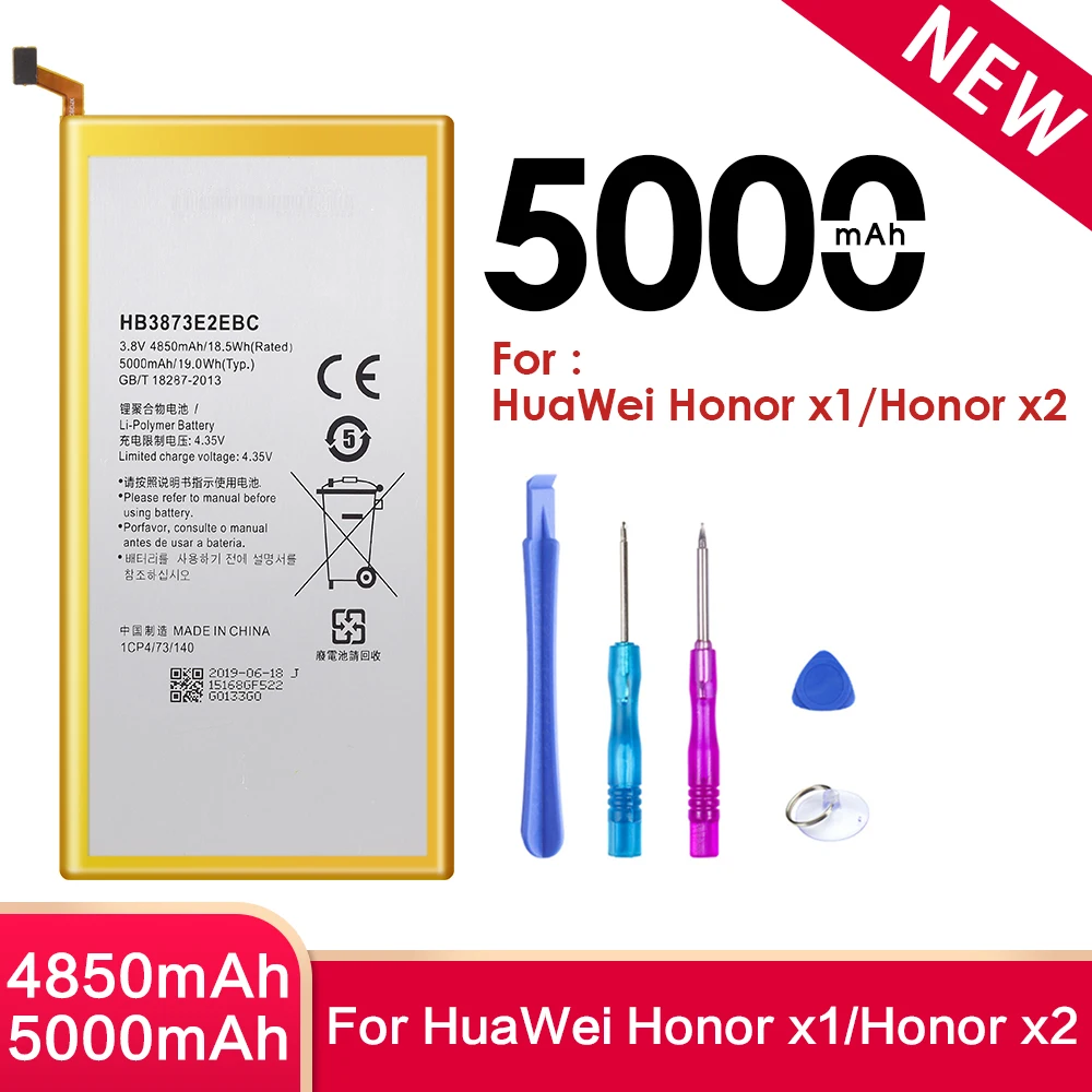 Аккумулятор HB3873E2EBC для HUAWEI Honor X1 X2 X 1 2 мобильный телефон 5000 мА · ч с бесплатными