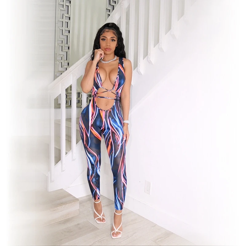 Tie Dye Bandage Jumpsuit Summer Vacation Outfits for Women Hollow Out Beachwear Sexy One Piece Night Club Party Rompers
Tie Dye Bandage Jumpsuit Summer Vacation Outfits for Women Hollow Out Beachwear Sexy One Piece Night Club Party Rompers