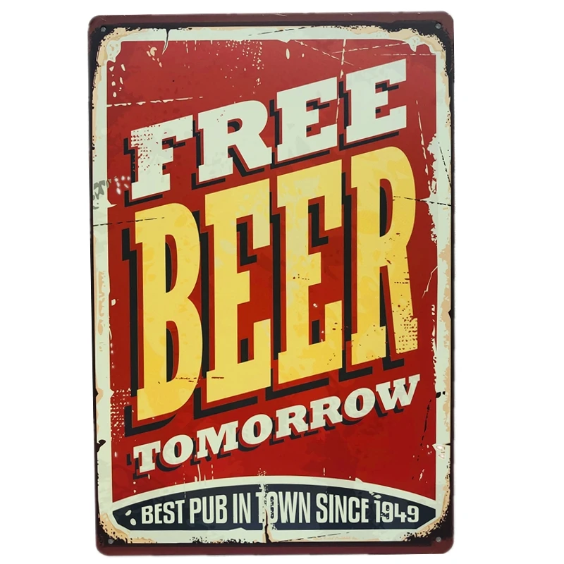 Cartel de lata de Metal Vintage para decoración de pared del hogar, cartel de cerveza gratis, para Bar, Pub, Club
Cartel de lata de Metal Vintage para decoración de pared del hogar, cartel de cerveza gratis, para Bar, Pub, Club