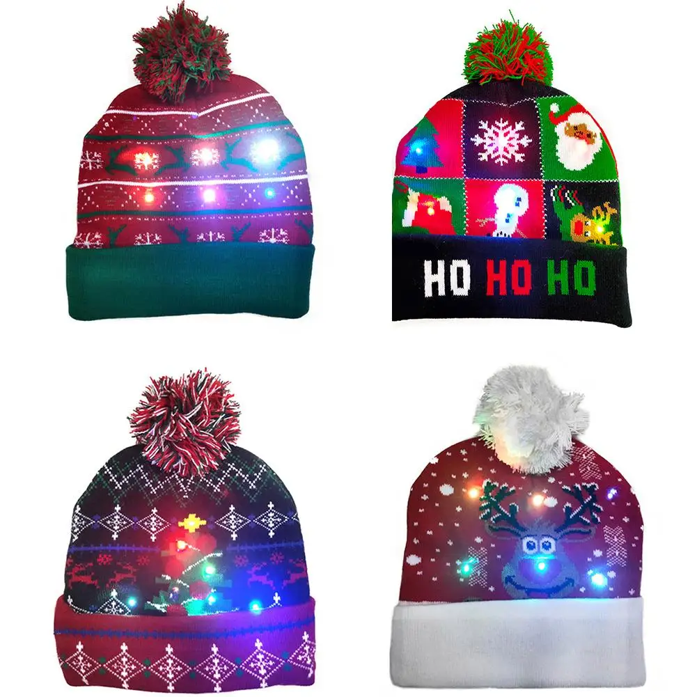LED Christmas Hats Beanie Sweater Christmas Santa Hat Light Up Knitted Hat For Kid Adult For Christmas Party Bonnet
LED Christmas Hats Beanie Sweater Christmas Santa Hat Light Up Knitted Hat For Kid Adult For Christmas Party Bonnet