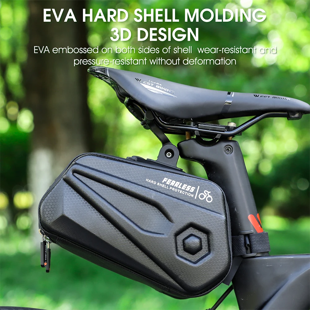 2.6L MTB Bicycle Saddlebag PU/EVA Hard Shell Waterproof Reflective Bike Under Seat Bag Adjustable Tail Bag Cycling Accessories
2.6L MTB Bicycle Saddlebag PU/EVA Hard Shell Waterproof Reflective Bike Under Seat Bag Adjustable Tail Bag Cycling Accessories