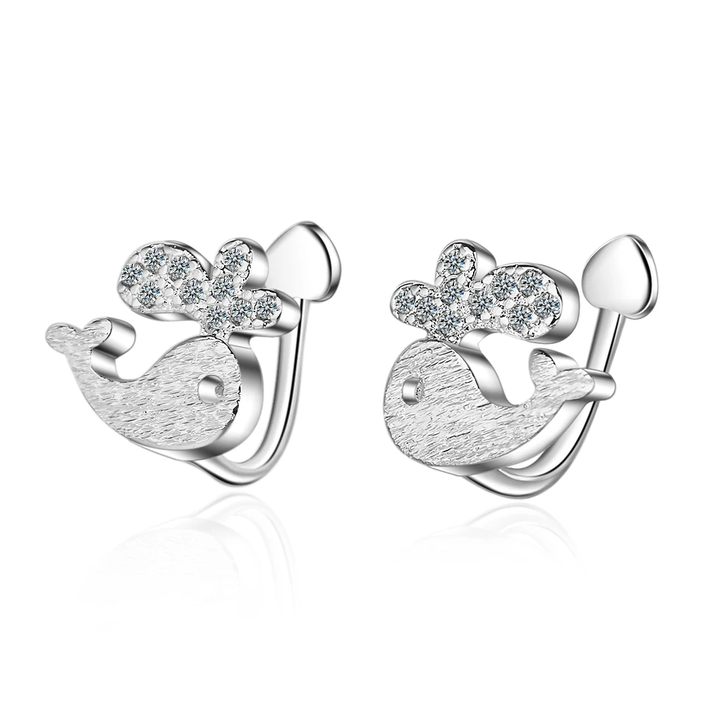 

100% 925 Sterling Silver Shining CZ Ear Cuff Clip on Earrings for Women Girl Without Piercing Earings Jewelry DA372