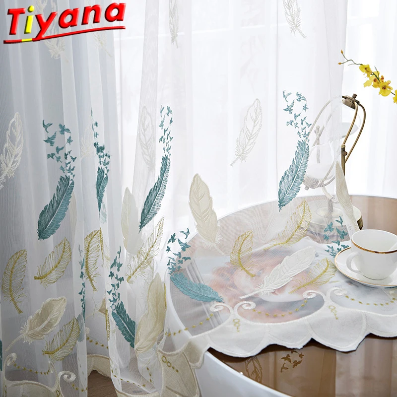 Luxury Blue/Beige Feather Embroidered Tulle Curtains For Living Room Elegant White SheerTulle for Kitchen X-HM435*30
Luxury Blue/Beige Feather Embroidered Tulle Curtains For Living Room Elegant White SheerTulle for Kitchen X-HM435*30