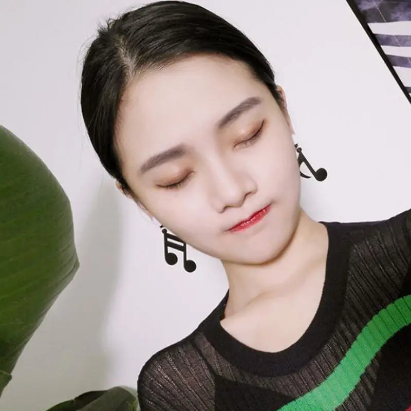 Black Musical Note Women Girls Asymmetric Acrylic Drop Earrings Fashion Jewelry | Украшения и аксессуары