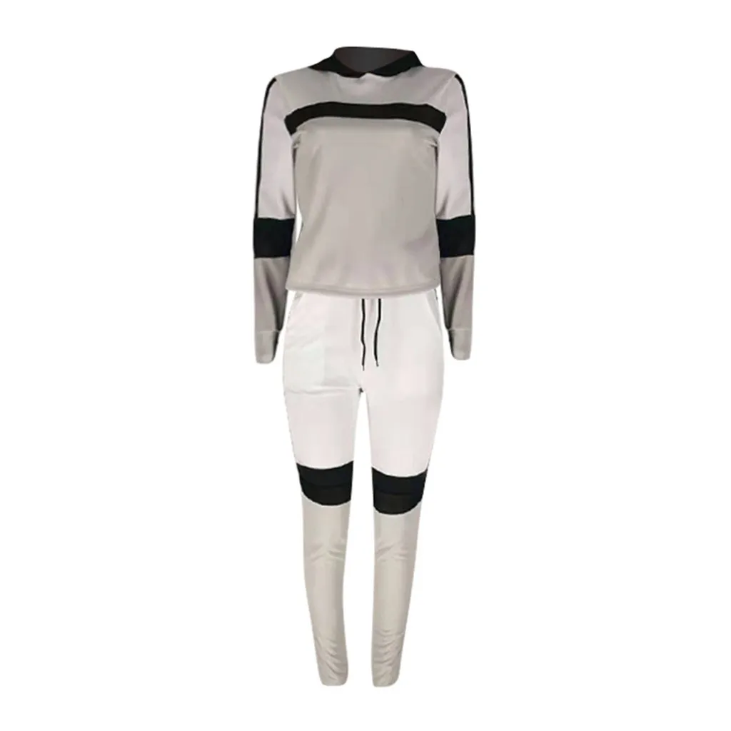 Casual Women Sportwear Set Outdoor 2020 Autumn Splicing Long Sleeve Hooded Pullover Tops Long Pants Jogging Sports Set
Casual Women Sportwear Set Outdoor 2020 Autumn Splicing Long Sleeve Hooded Pullover Tops Long Pants Jogging Sports Set
