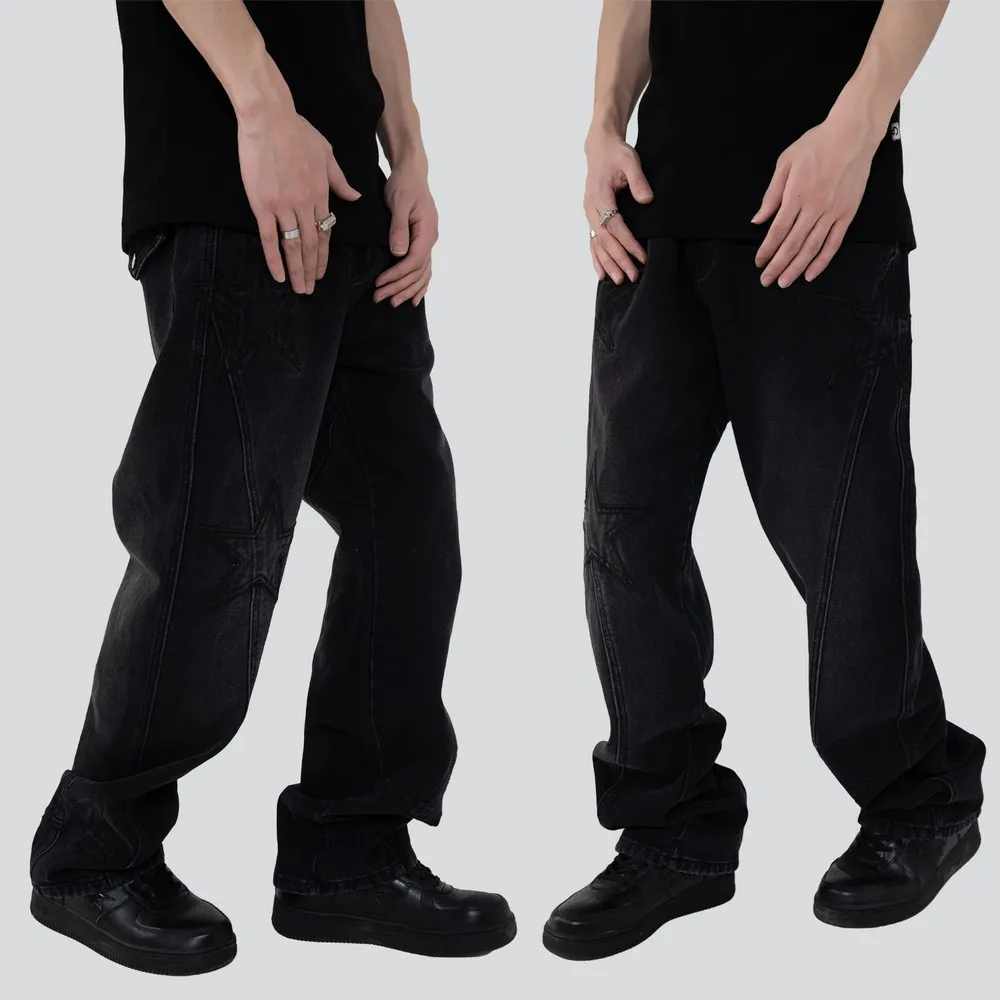 2022 Men Hip Hop Streetwear Denim Pants Embroidery Stars Denim Pants Harajuku Cotton Joggers Jeans Trousers Harem Pants Black
2022 Men Hip Hop Streetwear Denim Pants Embroidery Stars Denim Pants Harajuku Cotton Joggers Jeans Trousers Harem Pants Black