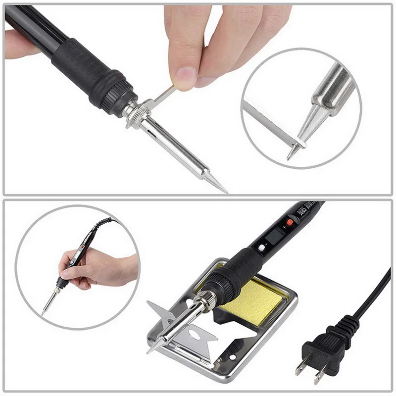 Soldering Iron Kit Adjustable Temperature 110/220V 80W LCD Solder Welding Tools Ceramic Heater Soldering Tips Desoldering Pump
Soldering Iron Kit Adjustable Temperature 110/220V 80W LCD Solder Welding Tools Ceramic Heater Soldering Tips Desoldering Pump