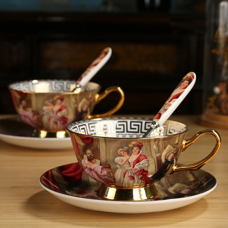 European Luxurious Bone China Coffee Cup Set Vintage Figure Oil Hand Painted Porcelain Tea Teaware Wedding Gifts
European Luxurious Bone China Coffee Cup Set Vintage Figure Oil Hand Painted Porcelain Tea Teaware Wedding Gifts