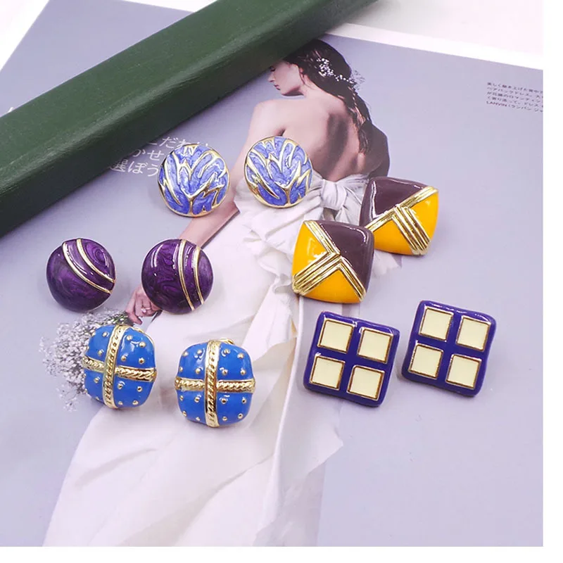 Sea Blue Cross Earrings Chinese Enamel Painted Square Classical Earrings Purple plaid Court Earrings S925 Sliver Needle серьги
Sea Blue Cross Earrings Chinese Enamel Painted Square Classical Earrings Purple plaid Court Earrings S925 Sliver Needle серьги