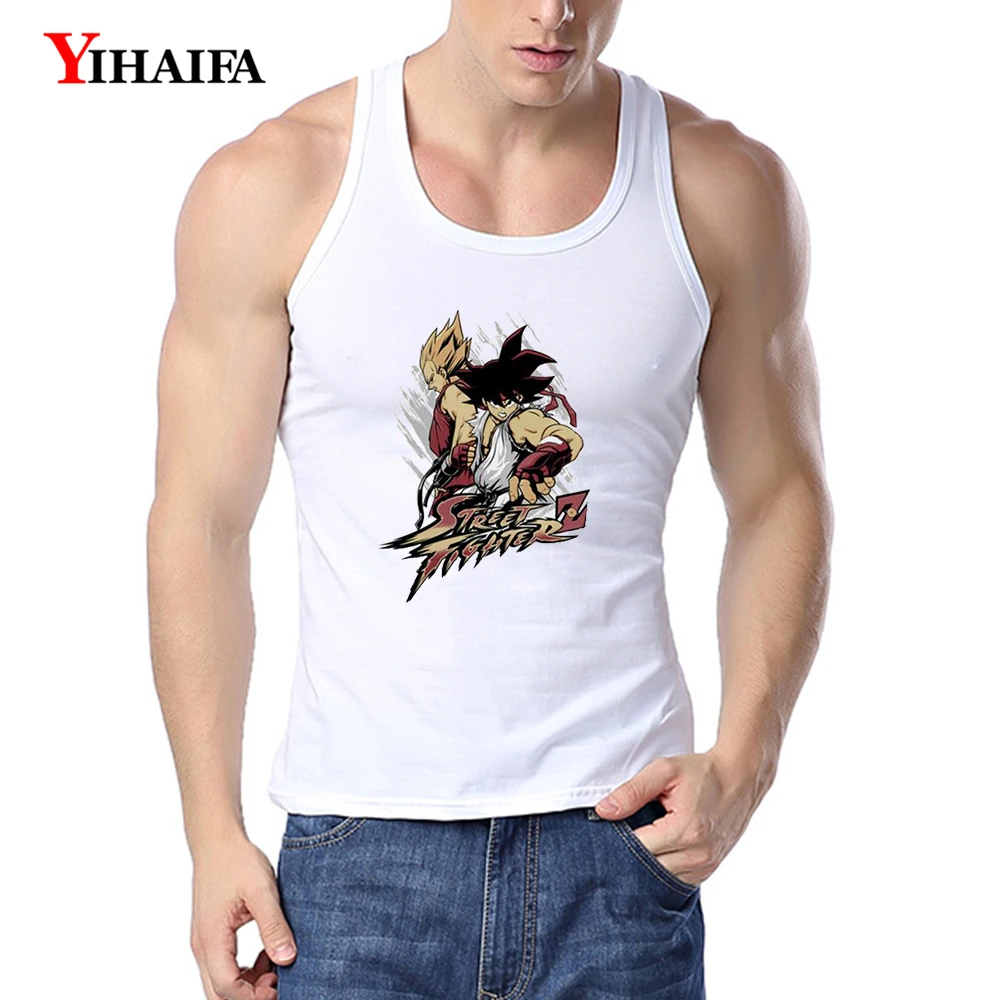 YIHAIFA мужская майка Harajuku Goku Saiyan с принтом рубашка для фитнеса бодибилдинга