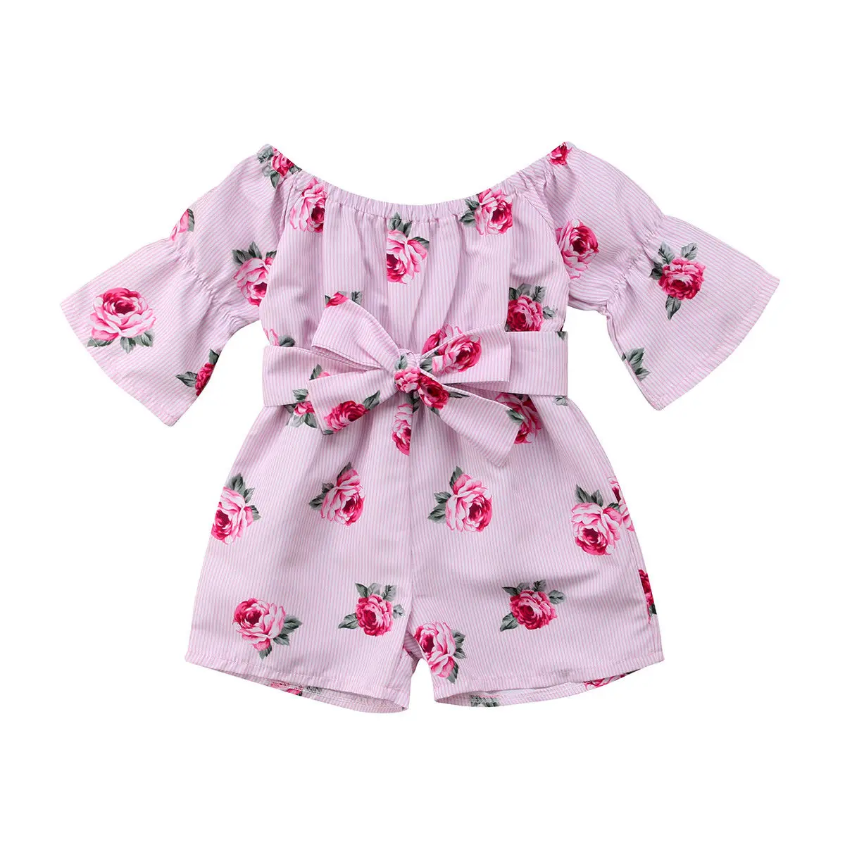 0-5T Summer Princess Baby Girls Floral Romper Off shoulder Flare Sleeve Loose Bow Striped Jumpsuit Sunsuit Overalls Clothes
0-5T Summer Princess Baby Girls Floral Romper Off shoulder Flare Sleeve Loose Bow Striped Jumpsuit Sunsuit Overalls Clothes
