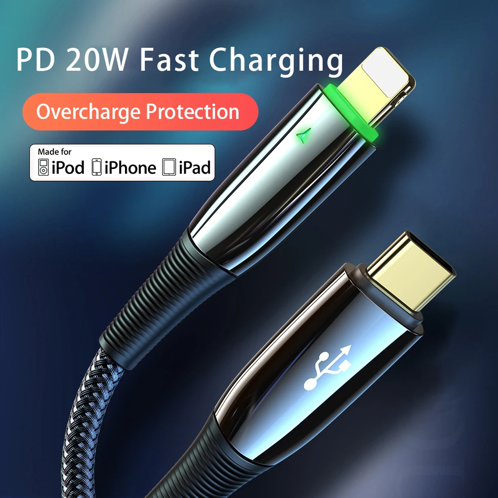 PD 20W Type C To Lightning Cable For iPhone 13 Pro Max Quick Charge 3A Fast Charging Cord Type C Cable With LED Charge Wire
PD 20W Type C To Lightning Cable For iPhone 13 Pro Max Quick Charge 3A Fast Charging Cord Type C Cable With LED Charge Wire