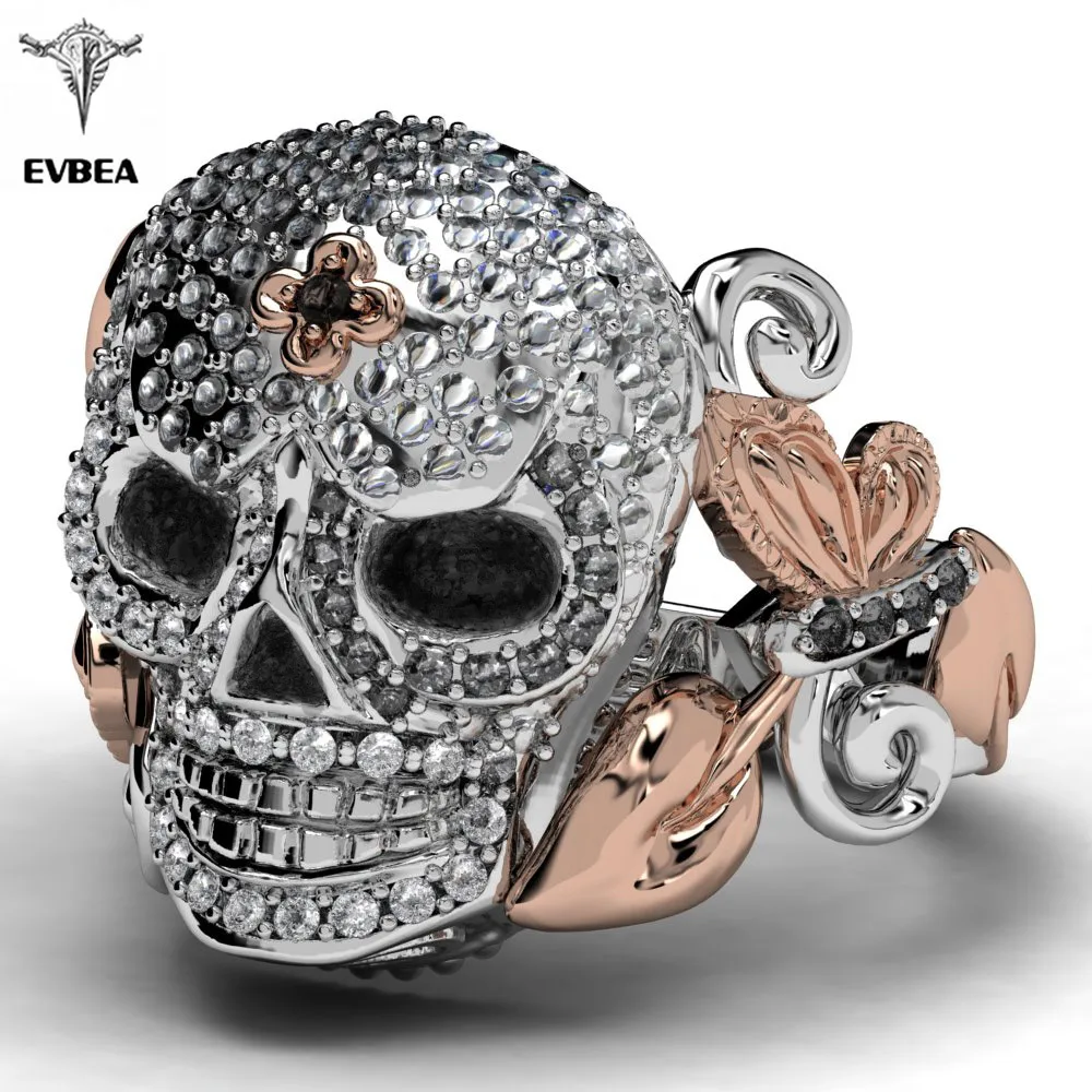 EVBEA Роза Never Die кольцо с кристаллом и черепом 2019 дизайнерские женские вечерние