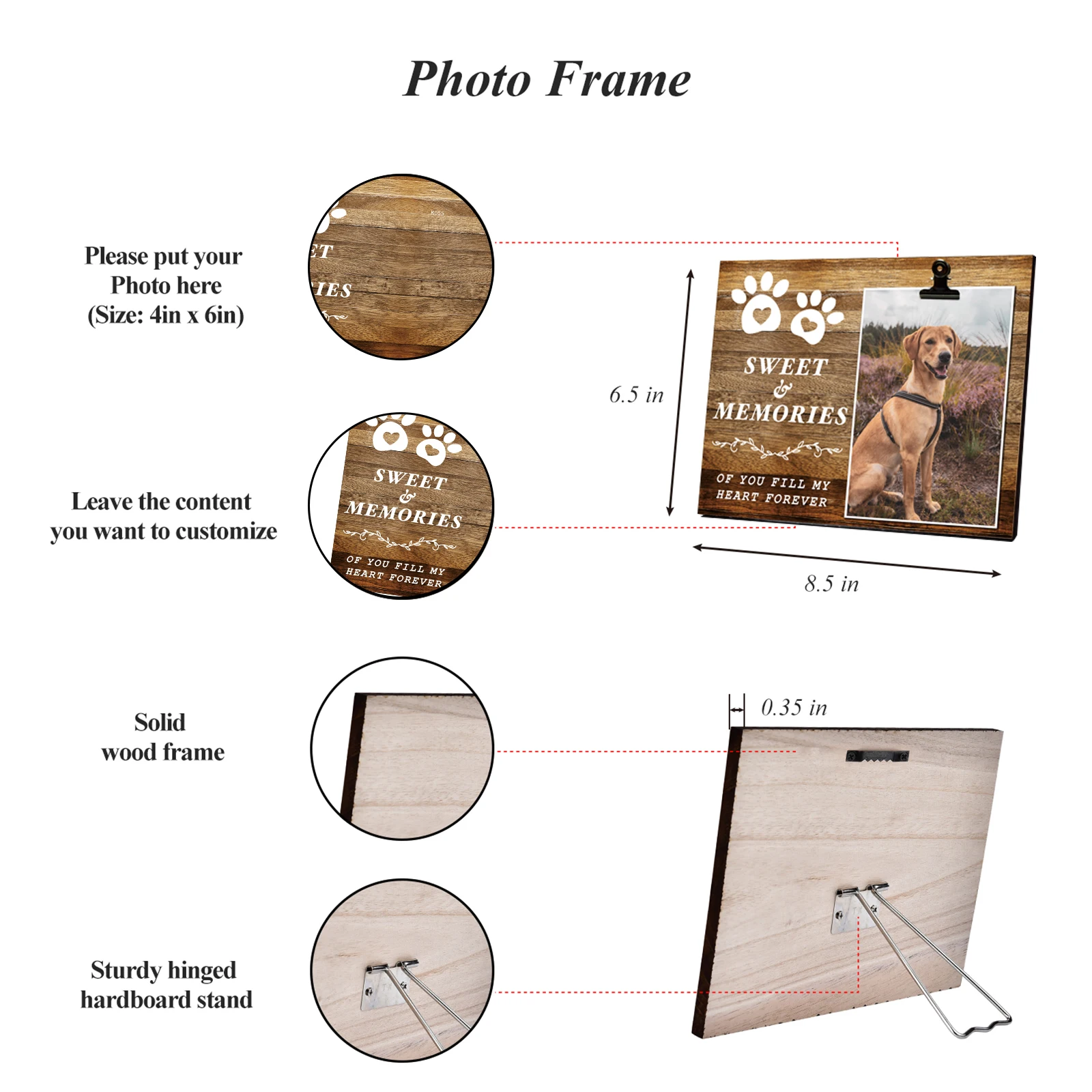 Personalized Gift Pet Memorial Picture Frame Custom Wood Art Frames DIY Desktop Poster Photo Christmas Home Decoration | Дом и сад