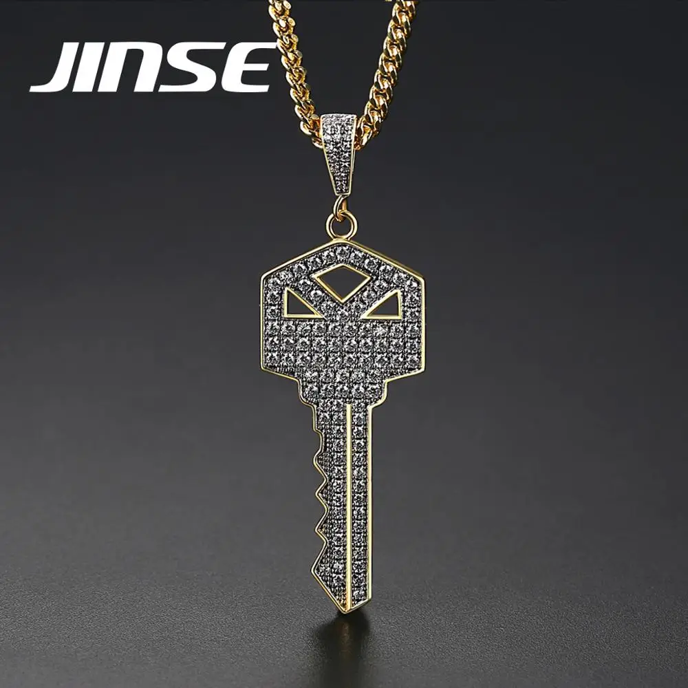 JINSE Big Key Necklace For Men Women Zircon Gold Plated Pendant Hip Hop Stainless Steel Personality Vintage Luxury Jewelry Chain
JINSE Big Key Necklace For Men Women Zircon Gold Plated Pendant Hip Hop Stainless Steel Personality Vintage Luxury Jewelry Chain