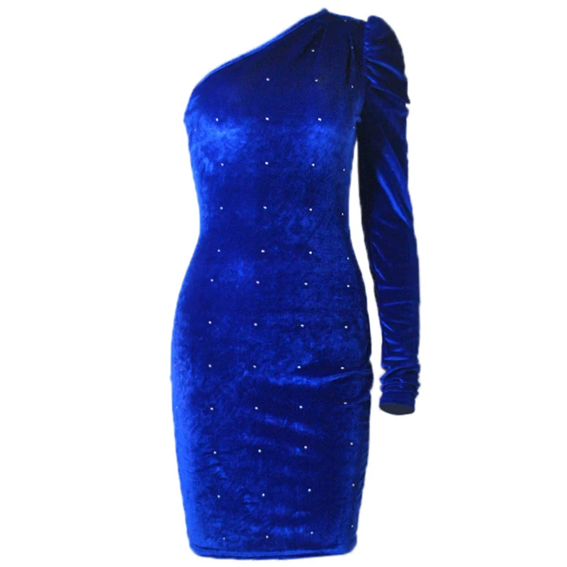 One Off Shoulder Long Sleeve Velvet Dress Women Sexy Slim Fit Winter Party Dress
One Off Shoulder Long Sleeve Velvet Dress Women Sexy Slim Fit Winter Party Dress