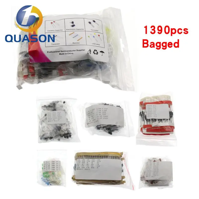 1390pcs Electronic Components LED Diode Transistor Capacitor Resistance Kit 1490pcs
1390pcs Electronic Components LED Diode Transistor Capacitor Resistance Kit 1490pcs