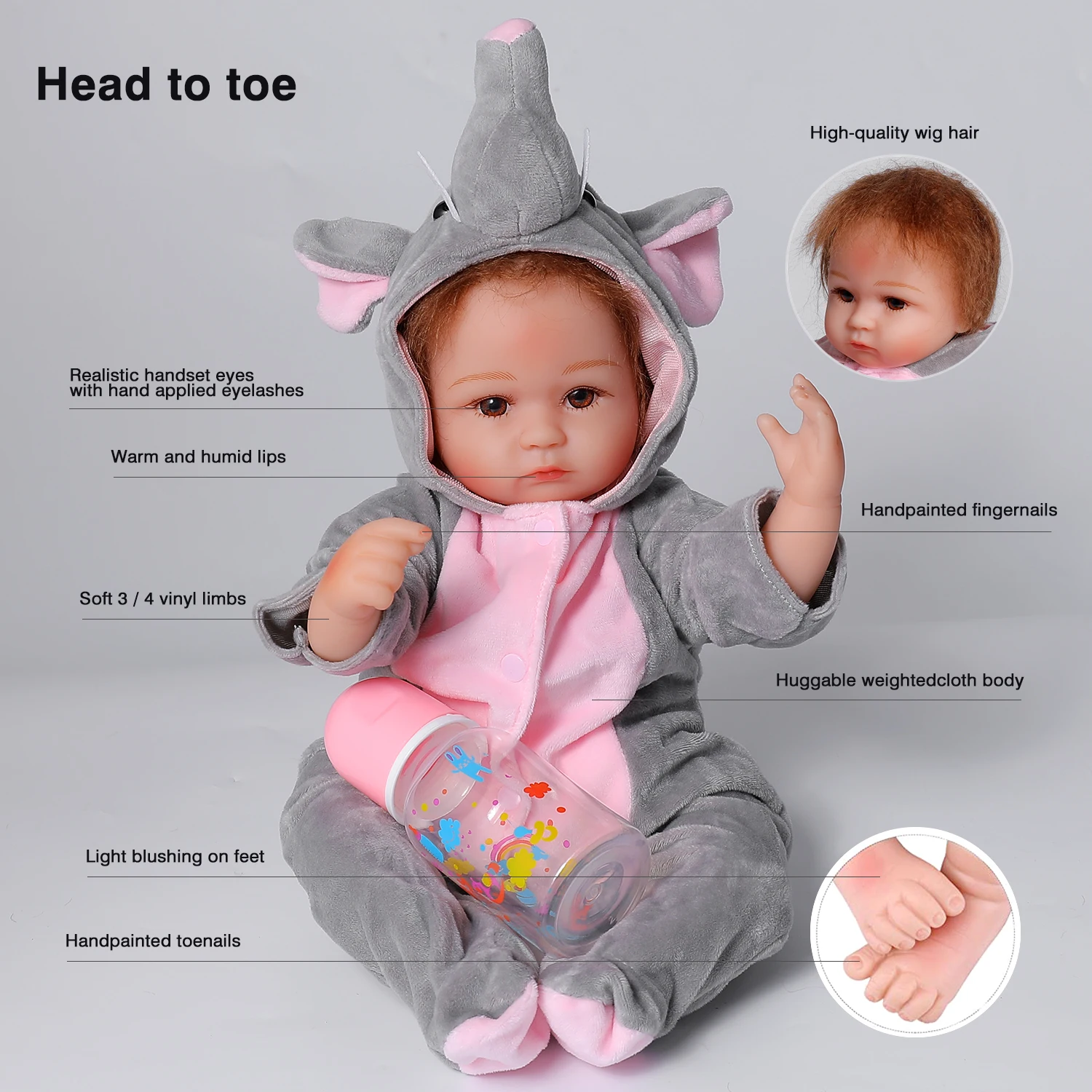 17Inch Bebes Reborn Puppen de Silicone Girls Body 42cm Elephant Doll Toys For Girls Boneca Baby Bebe Doll Best Gifts Toys
17Inch Bebes Reborn Puppen de Silicone Girls Body 42cm Elephant Doll Toys For Girls Boneca Baby Bebe Doll Best Gifts Toys