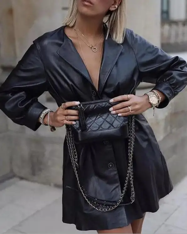 1PC Fashion Retro Irregular Big Lapel Long Sleeve Pu Leather Jacket Female Motorcycle Leather Oblique Zipper Jacket
1PC Fashion Retro Irregular Big Lapel Long Sleeve Pu Leather Jacket Female Motorcycle Leather Oblique Zipper Jacket