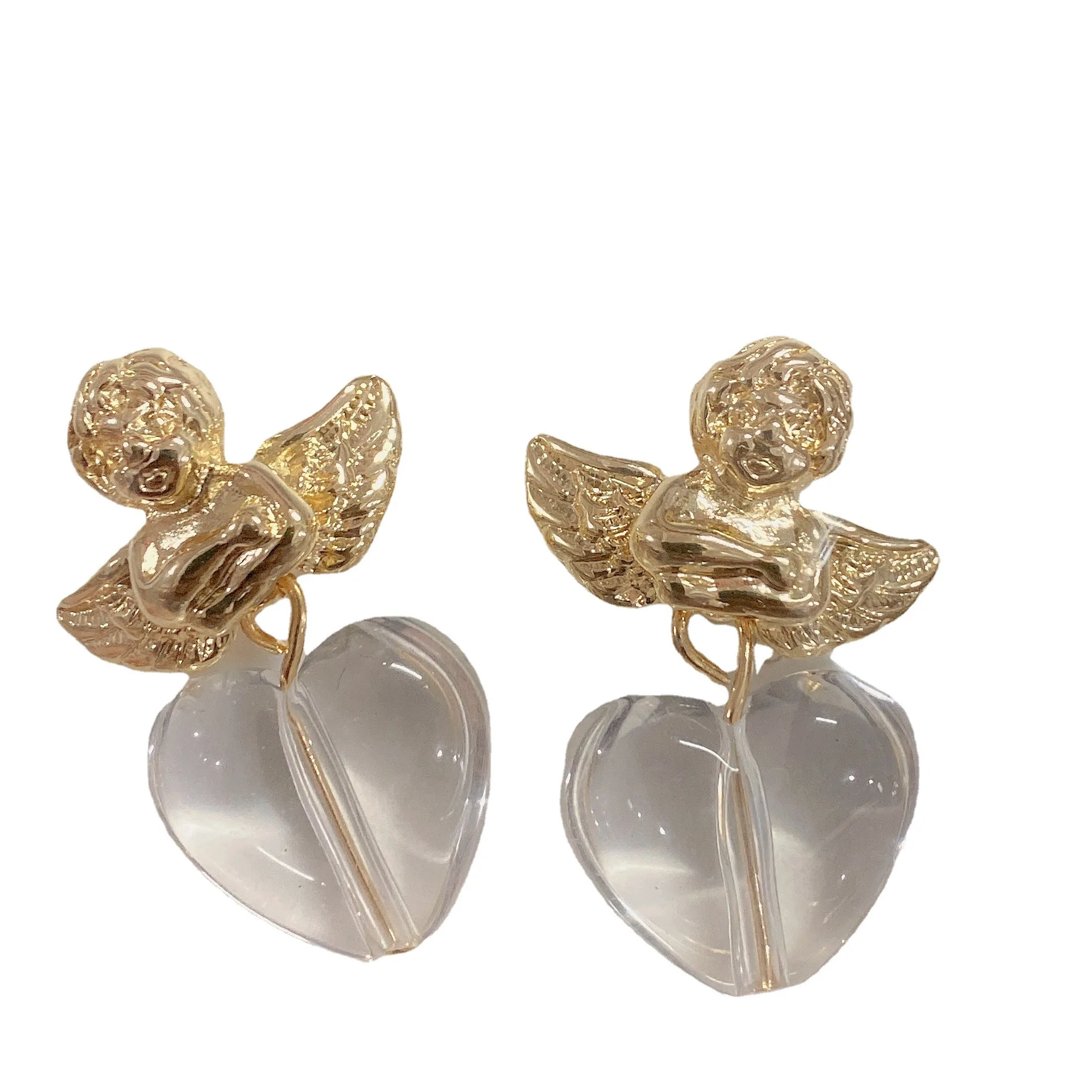 LOVOACC Cute Cartoon Gold Color Metallic Angel with Wing Dangle Earrings for Women Transparent Resin Love Heart Drop Earrings
LOVOACC Cute Cartoon Gold Color Metallic Angel with Wing Dangle Earrings for Women Transparent Resin Love Heart Drop Earrings