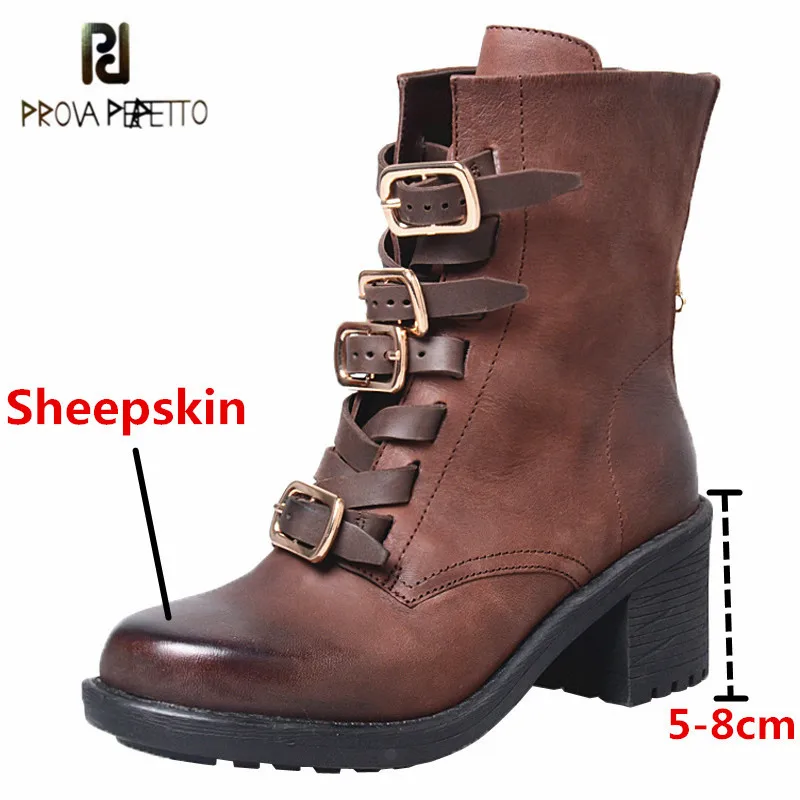 Prova Perfetto Retro Genuine Leather Lady Ankle Boots Do Old Mixed Colors Buckle Strap Square Toe Zipper Women's Mid-calf Boots 
Prova Perfetto Retro Genuine Leather Lady Ankle Boots Do Old Mixed Colors Buckle Strap Square Toe Zipper Women's Mid-calf Boots