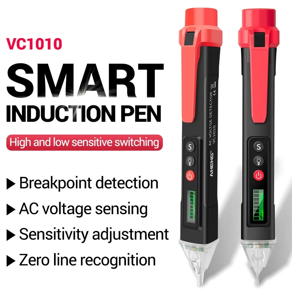 VC1010 Voltage Detector Intelligent Non-contact Pen AC Tester Meter Tester Pen Electric Indicator LED Sensor Volt Current Tester
VC1010 Voltage Detector Intelligent Non-contact Pen AC Tester Meter Tester Pen Electric Indicator LED Sensor Volt Current Tester