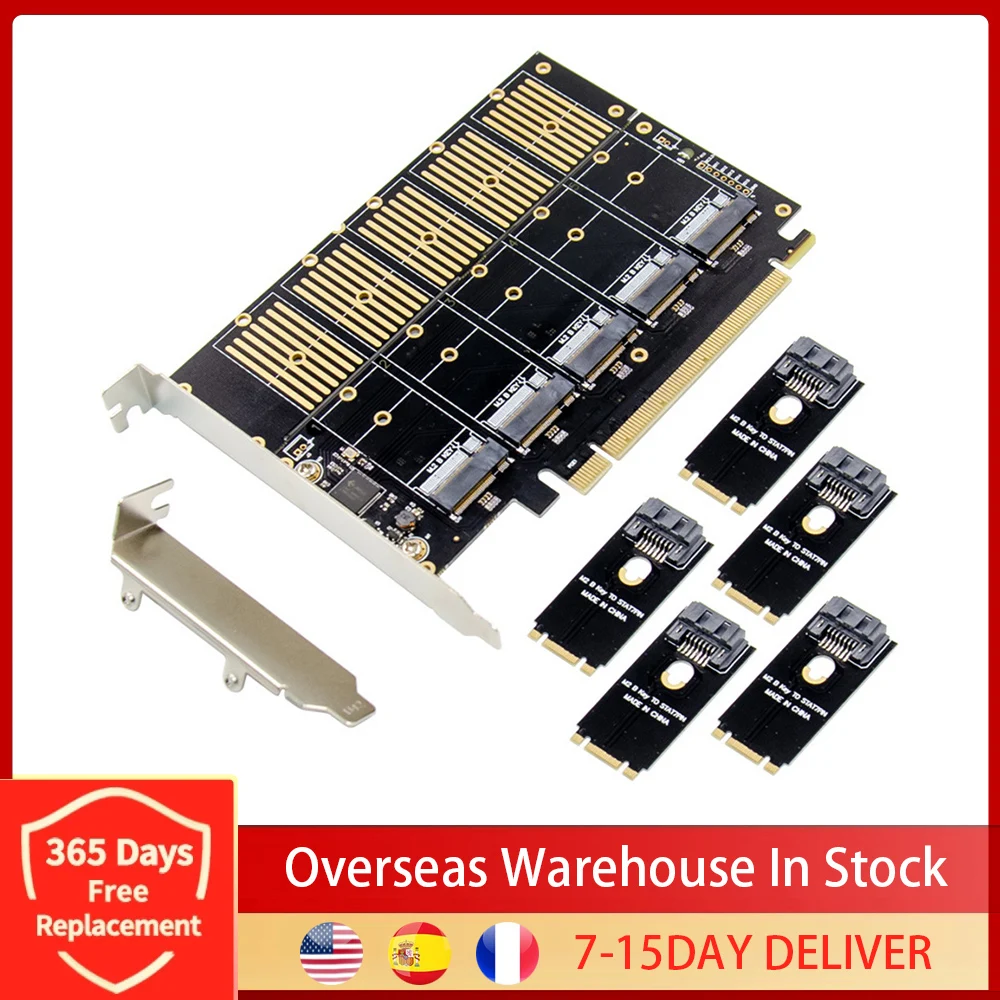 Переходник PCIE Gen3 X16 на 5 портов M.2 NGFF B-Key SATA 6 Гбит/с дополнительная карта расширения