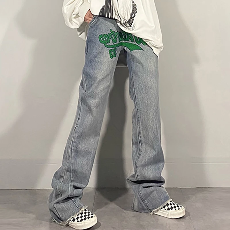 

Женские джинсы с вышивкой SHENGPALAE, свободные прямые джинсовые брюки с вышивкой, модель 5B301 на весну, 2021
