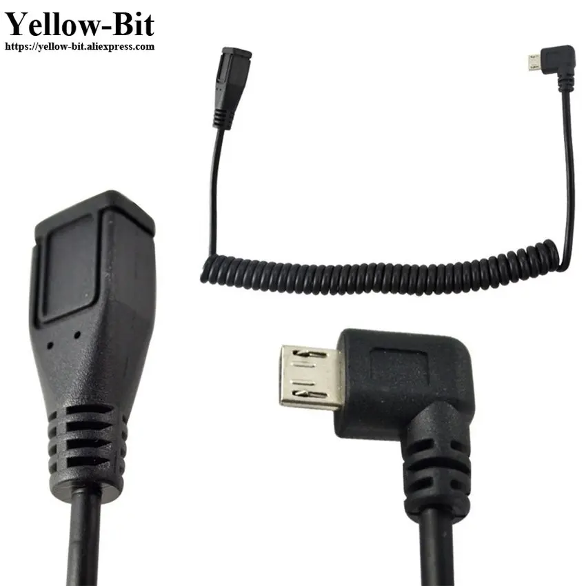 5 футов Спиральный Micro USB B Pin P левый угол штекер-Женский Удлинительный кабель 1