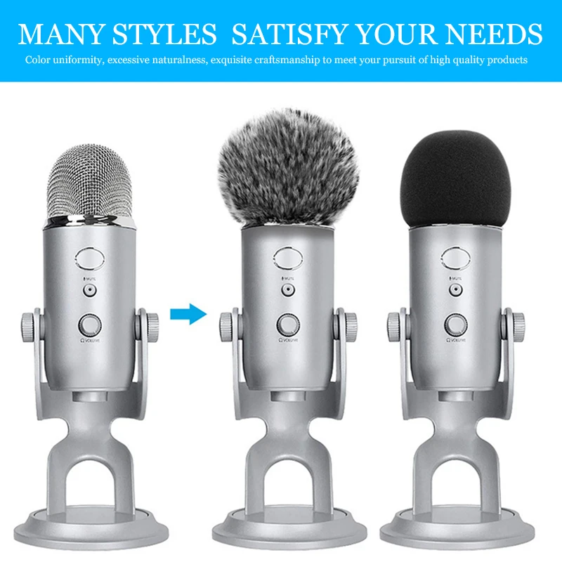 Microphone Cover Reduces Wind Noise Windscreen Furry Mic Blue for Yeti/for Yeti Pro | Электроника