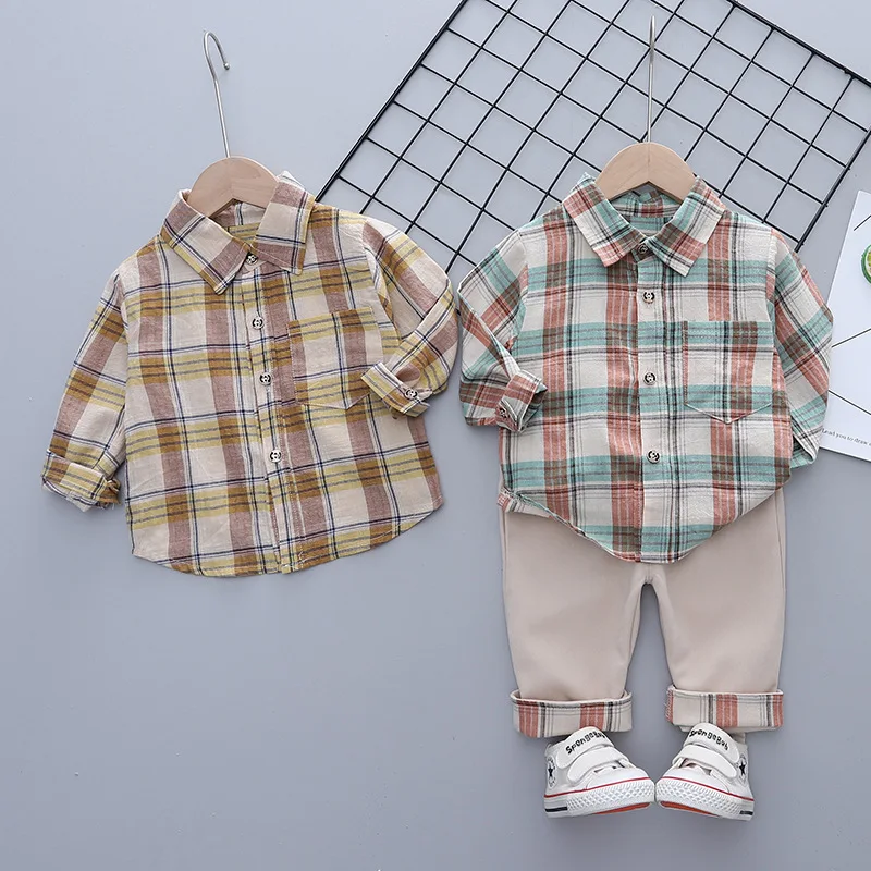 Single Breasted Suit Lattice Children's Boys' Casual Autumn Shirt Two Pieces 
Single Breasted Suit Lattice Children's Boys' Casual Autumn Shirt Two Pieces