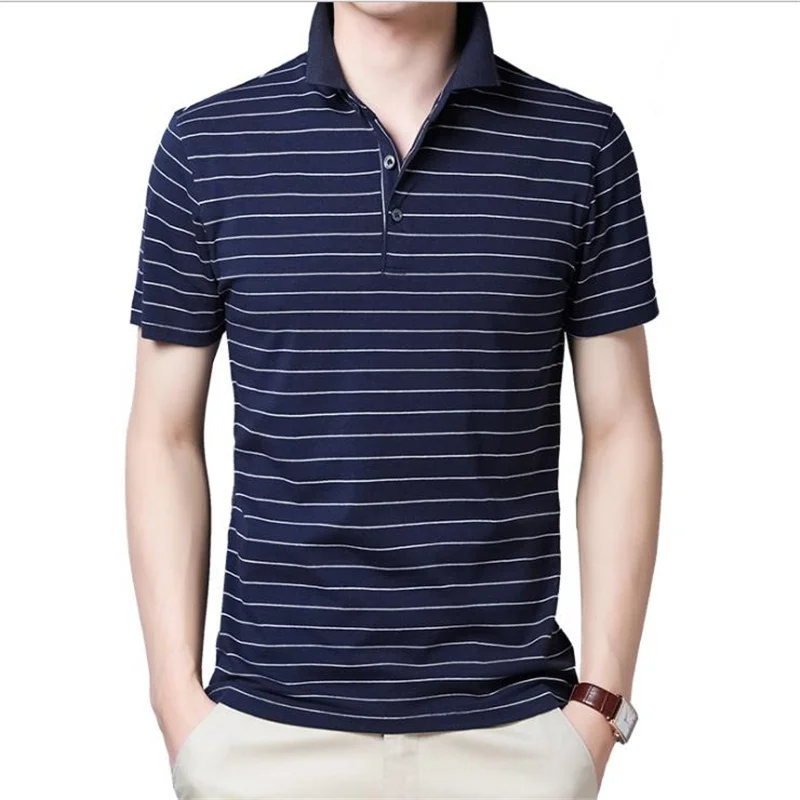 Summer Men T-Shirt Lapel Short Sleeve Fashion Brand Mature Male Pure Cotton Striped Polo Shirt Business Casual Man Clothing
Summer Men T-Shirt Lapel Short Sleeve Fashion Brand Mature Male Pure Cotton Striped Polo Shirt Business Casual Man Clothing