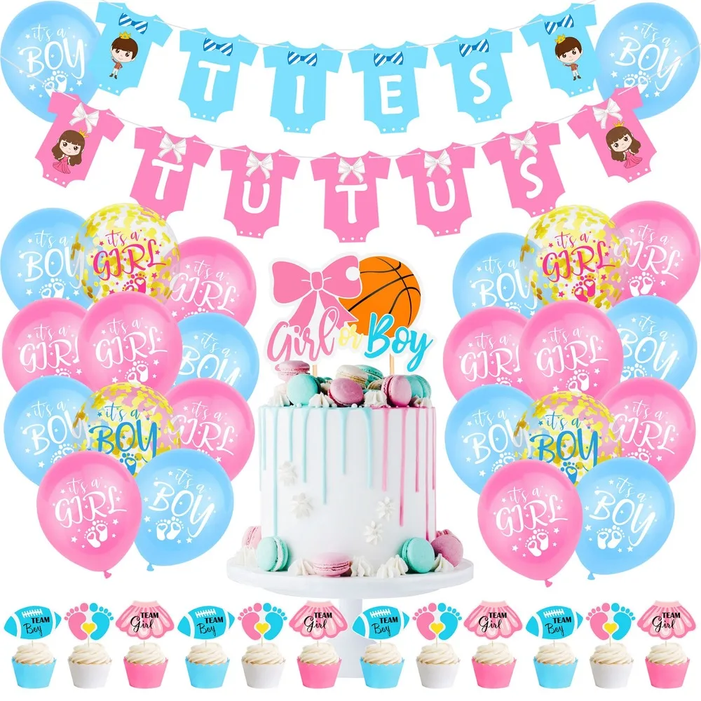 1 комплект Пол раскрыть посуда для мальчика или девочки латексный шар Baby Shower