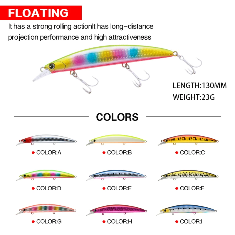 1Pcs Trolling Minnow Fishing Lure 130Mm 23G Carp Wobblers Floating Seawater Long Casting Artificial Bait Sea Bass Fishing Lure
1Pcs Trolling Minnow Fishing Lure 130Mm 23G Carp Wobblers Floating Seawater Long Casting Artificial Bait Sea Bass Fishing Lure