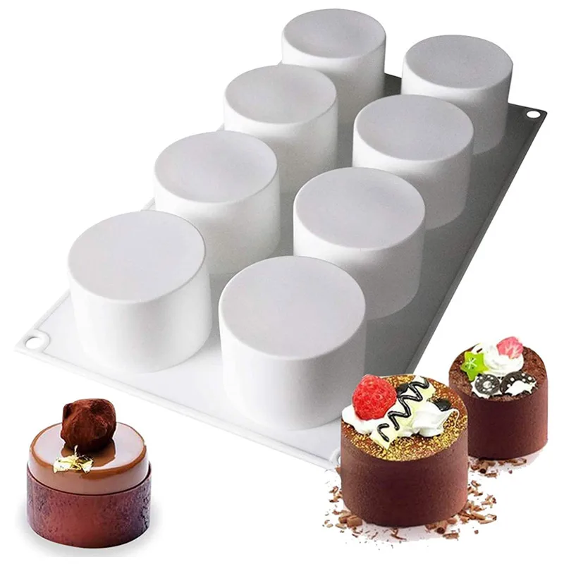 8-Cavity Tall Cylinder Silicone Molds for Baking Mousse Cake 3D Silicone Baking Molds for Cakes Pastry Cake Decoration Mold
8-Cavity Tall Cylinder Silicone Molds for Baking Mousse Cake 3D Silicone Baking Molds for Cakes Pastry Cake Decoration Mold