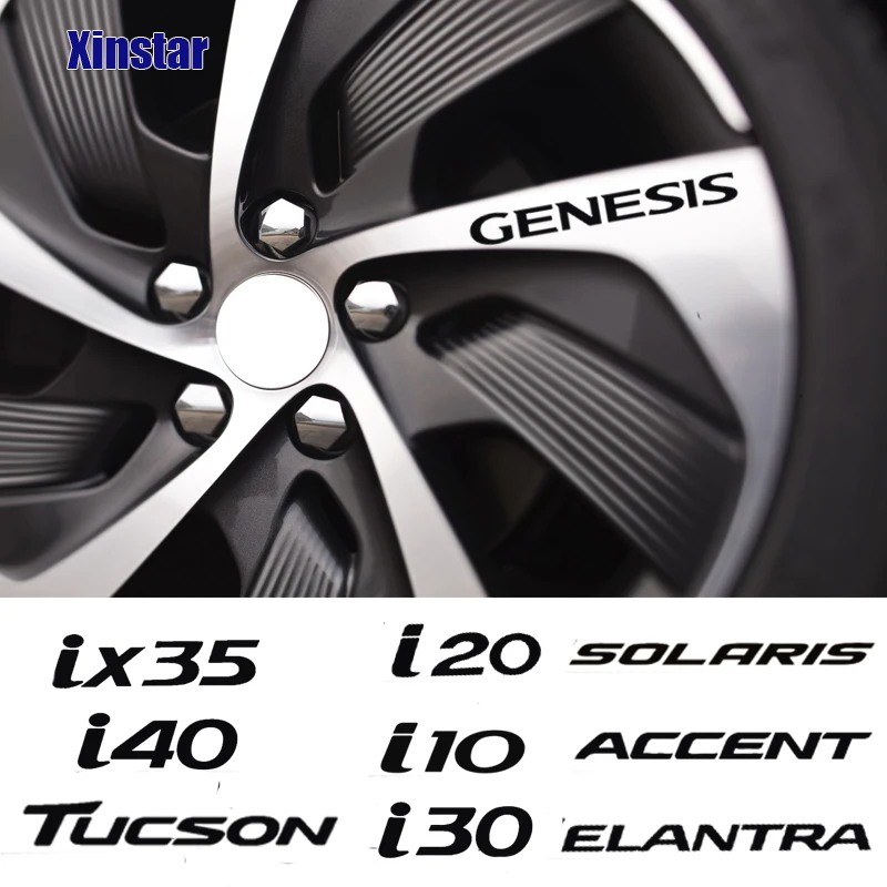 

4pcs Car Wheel Rim Sticker For Hyundai i10 i20 i30 ix35 TUCSON Elantra SONATA GENESIS SOLARIS VEOSTER TRITON ACCENT Kona Santafe