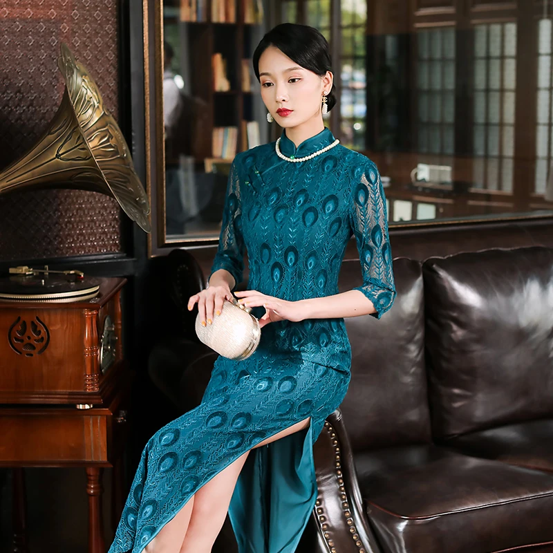 

catwalk long-sleeved cheongsam qiu dong young daily feminine temperament beauties Chinese wind restoring ancient ways